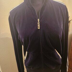St. John Navy Blue velour zip up